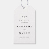 Eenvoudige zwart-wit bruiloft monogram gunst cadeaulabel (Voorkant)