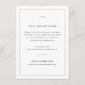 Eenvoudige zwart-wit bruiloft monogram receptie informatiekaartje (Voorkant)