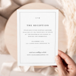 Eenvoudige zwart-wit bruiloft monogram receptie informatiekaartje