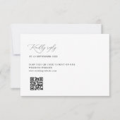 eenvoudige zwart-wit bruiloft QR code RSVP kaart (Voorkant)