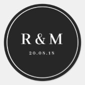 Eenvoudige zwart-wit bruiloft sticker (Voorkant)