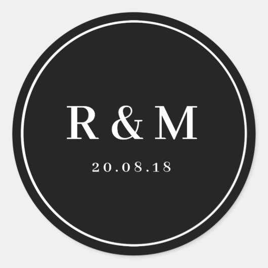 Eenvoudige zwart-wit bruiloft sticker (Voorkant)