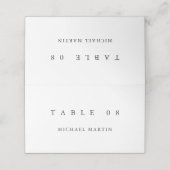 Eenvoudige zwart wit bruiloft tafel plaatskaartje (Buitenkant ongevouwen)