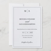 Eenvoudige zwart-wit bruiloft uitnodigingskaart kaart (Voorkant)