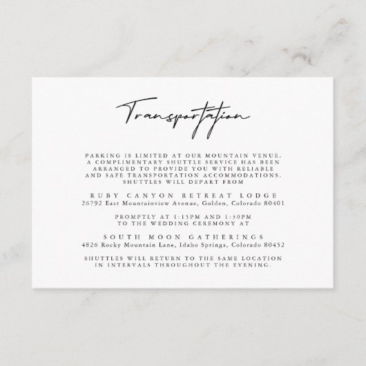 Eenvoudige zwart-wit bruiloft vervoer Kaart (Voorkant)