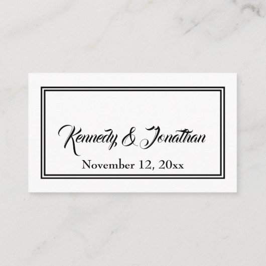 Eenvoudige zwart wit bruiloft website behuizing Ka Informatiekaartje (Achterkant)