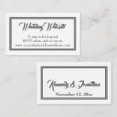 Eenvoudige zwart wit bruiloft website behuizing Ka Informatiekaartje (Voorkant / Achterkant)