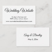 Eenvoudige zwart wit bruiloft website behuizing Ka Informatiekaartje (Voorkant / Achterkant)