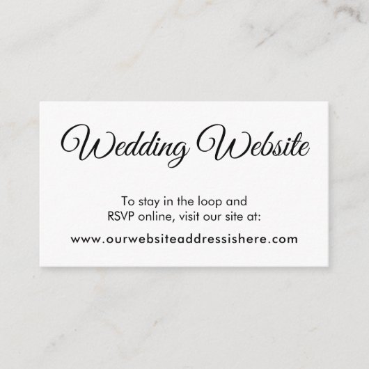 Eenvoudige zwart wit bruiloft website behuizing Ka Informatiekaartje (Voorkant)