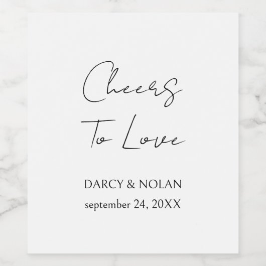 Eenvoudige zwart-wit bruiloft wijn etiket (Enkel label)