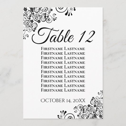 Eenvoudige zwart-wit bruiloft zitgrafiek Kaart (Achterkant)