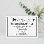 Eenvoudige zwart-wit bruiloftsreceptiekaart informatiekaartje (Staand voorkant)