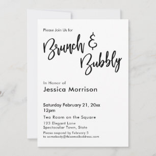 Eenvoudige zwart-wit brunch & bubble typografie kaart