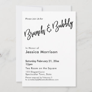 Eenvoudige zwart-wit brunch & bubble typografie kaart