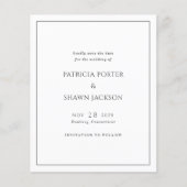 Eenvoudige Zwart Wit Budget Wedding Save the Date (Voorkant)