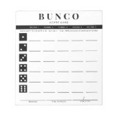 Eenvoudige zwart-wit Bunco Score Kaart Notitieblok (Voorkant)