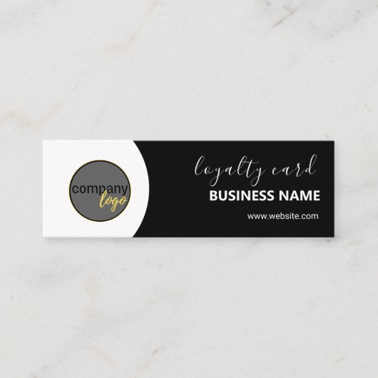 EENVOUDIGE ZWART WIT BUSINESS LOGO 7 LOYALITEIT KA MINI VISITEKAARTJE (Voorkant)
