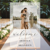 Eenvoudige zwart-wit chique foto bruiloft Welkom Acryl Bord