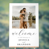 Eenvoudige zwart-wit chique foto bruiloft Welkom Acryl Bord (Neutraal)