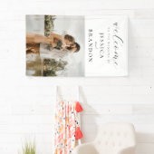 Eenvoudige zwart-wit chique foto bruiloft Welkom Spandoek (Insitu)