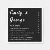 Eenvoudige zwart-wit chique leuke feiten bruiloft servet (Voorkant)