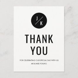 Eenvoudige zwart-wit cirkel dankkaart - vlak kaart