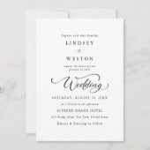 Eenvoudige Zwart & Wit Classic Script Budget Weddi Kaart (Voorkant)