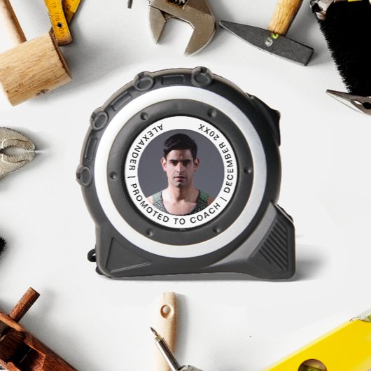 Eenvoudige zwart-wit Coach Foto Aangepaste naam Rolmaat