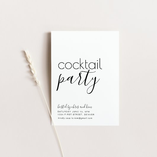 Eenvoudige zwart-wit cocktail Party uitnodigen Kaart