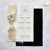 Eenvoudige zwart & wit  crest lint bruiloft kaart