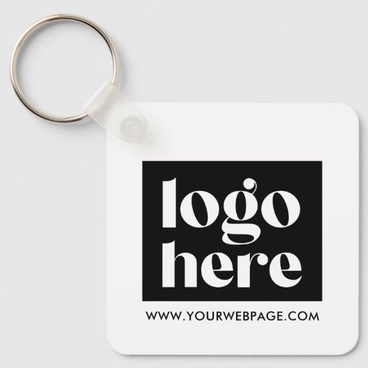 Eenvoudige Zwart Wit Custom Logo Sleutelhanger (Voorkant)