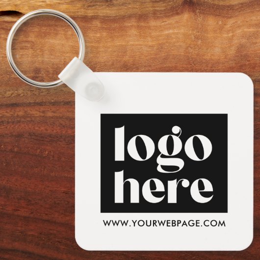Eenvoudige Zwart Wit Custom Logo Sleutelhanger (Voorkant)