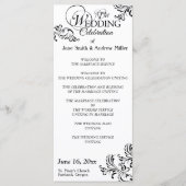 Eenvoudige zwart-wit damast Trouwprogramma's Programmakaart (Voorkant)