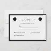 Eenvoudige zwart-wit Elegant RSVP-kaarten RSVP Kaartje (Voorkant)