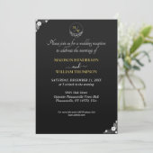 Eenvoudige zwart-wit Elegante bruiloft receptie Kaart (Staand voorkant)