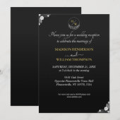 Eenvoudige zwart-wit Elegante bruiloft receptie Kaart (Voorkant / Achterkant)