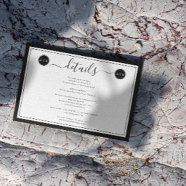 Eenvoudige zwart-wit elegante details informatiekaartje