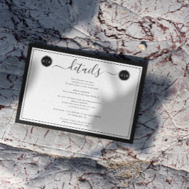 Eenvoudige zwart-wit elegante details informatiekaartje