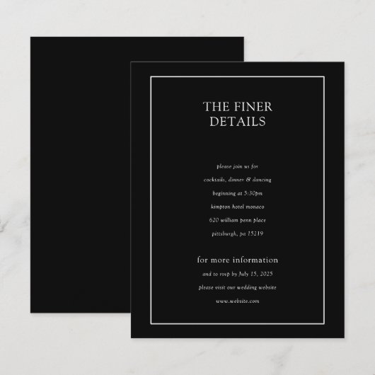 Eenvoudige Zwart & Wit Elegante Minimalist Kaart (Voorkant / Achterkant)