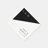 Eenvoudige zwart-wit elegante monogram bruiloft servet (Hoek)