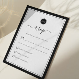 Eenvoudige zwart-wit elegante RSVP-kaarten RSVP Kaartje