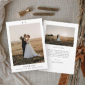 Eenvoudige zwart-wit elegante trouwfoto bedankkaart