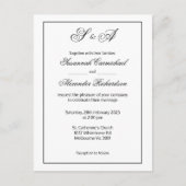 Eenvoudige zwart-wit elegantie moderne bruiloft briefkaart (Voorkant)