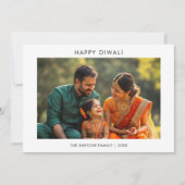 Eenvoudige zwart-wit familie foto Diwali Kaart (Voorkant)