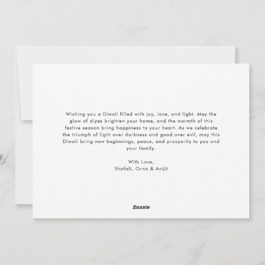 Eenvoudige zwart-wit familie foto Diwali Kaart (Achterkant)