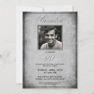 Eenvoudige zwart-wit  foto 90ste verjaardag kaart