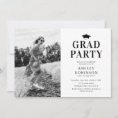 Eenvoudige Zwart-Wit Foto Afstudeerfeest Kaart (Voorkant)