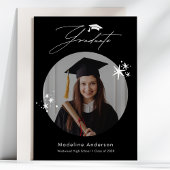 Eenvoudige zwart-wit foto Afstuderen aankondiging