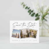 Eenvoudige zwart-wit foto bruiloft Bewaar de datum Aankondigingskaart (Staand voorkant)