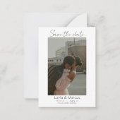 Eenvoudige zwart-wit foto bruiloft Bewaar de datum Notitiekaartje (Voorkant)